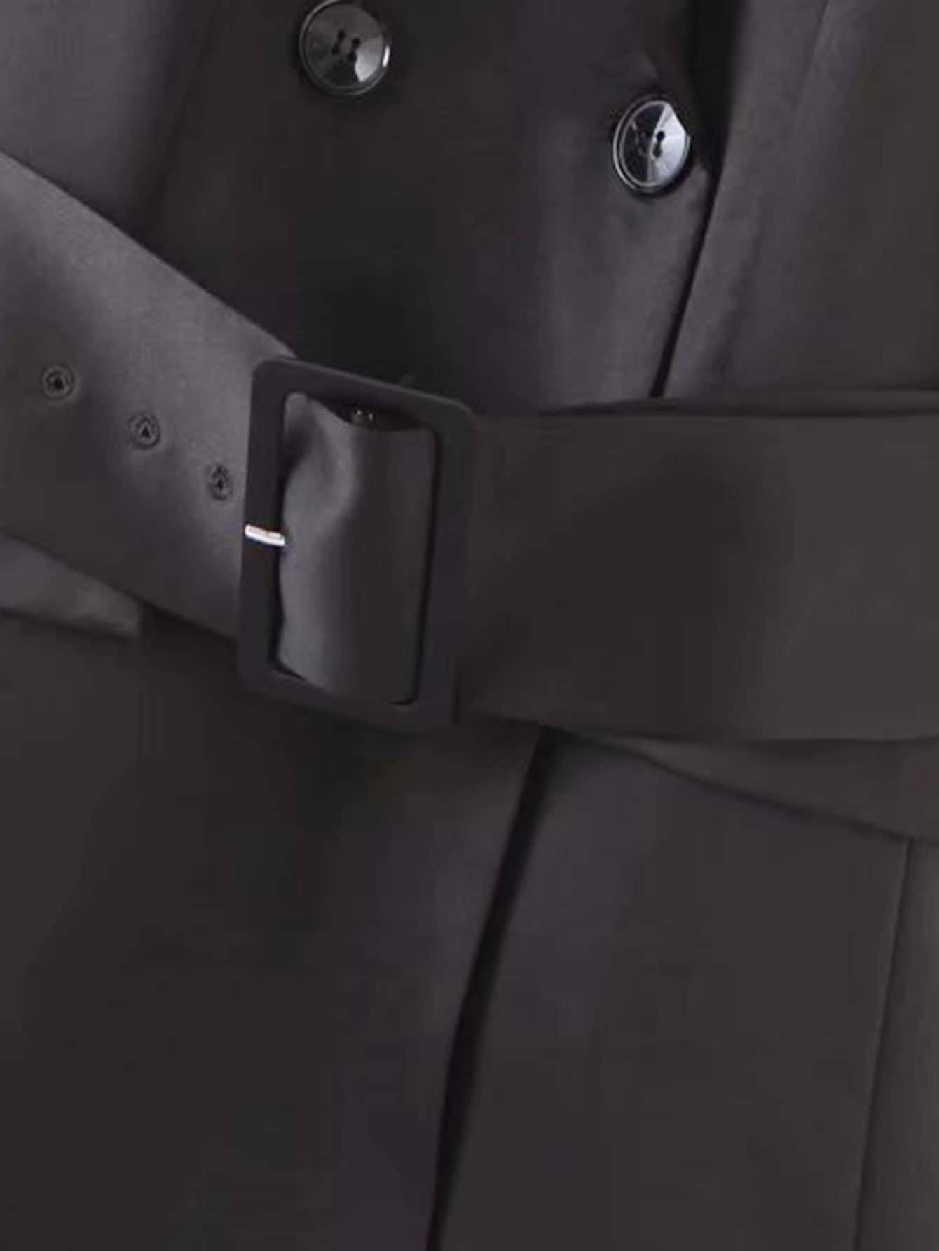 Notched Collar Self Tie Blazer Dress