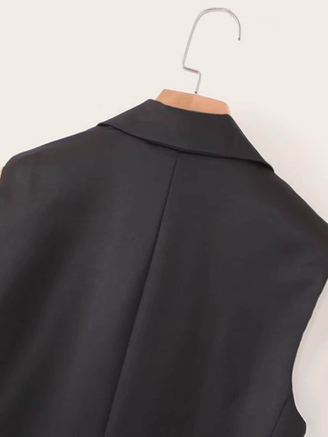 Notched Collar Self Tie Blazer Dress