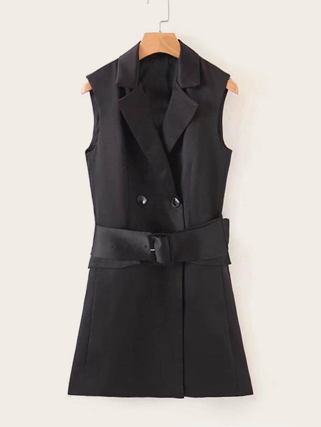 Notched Collar Self Tie Blazer Dress