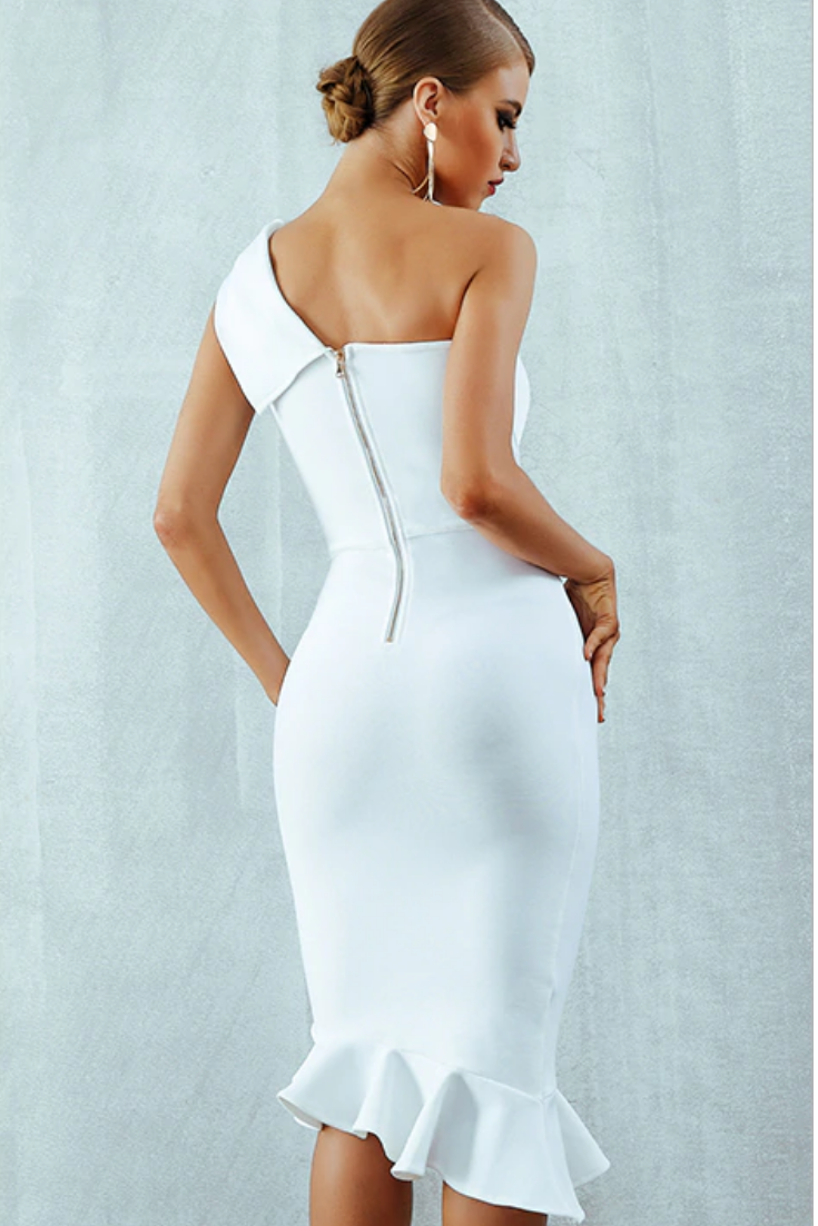 White Fitted Bandage Dress