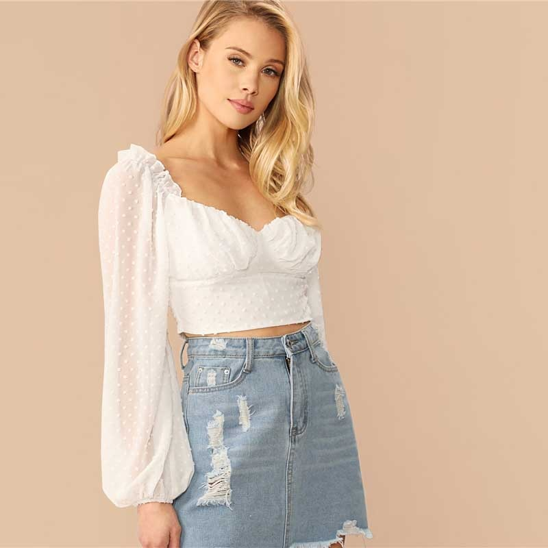 Dot Jacquard Boho Crop Top