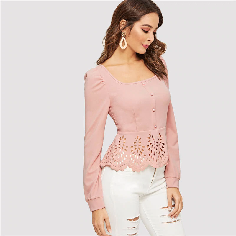 Square Collar Peplum Top