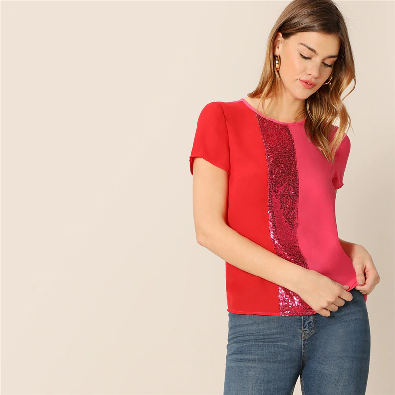 Contrast Panel Spliced Top