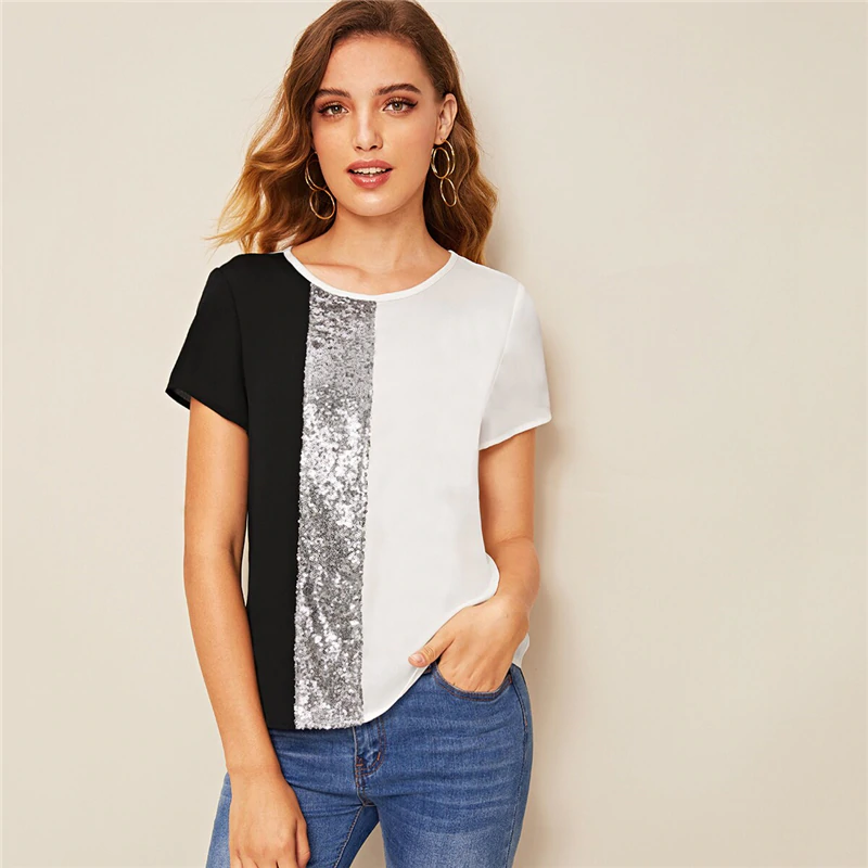 Contrast Panel Spliced Top
