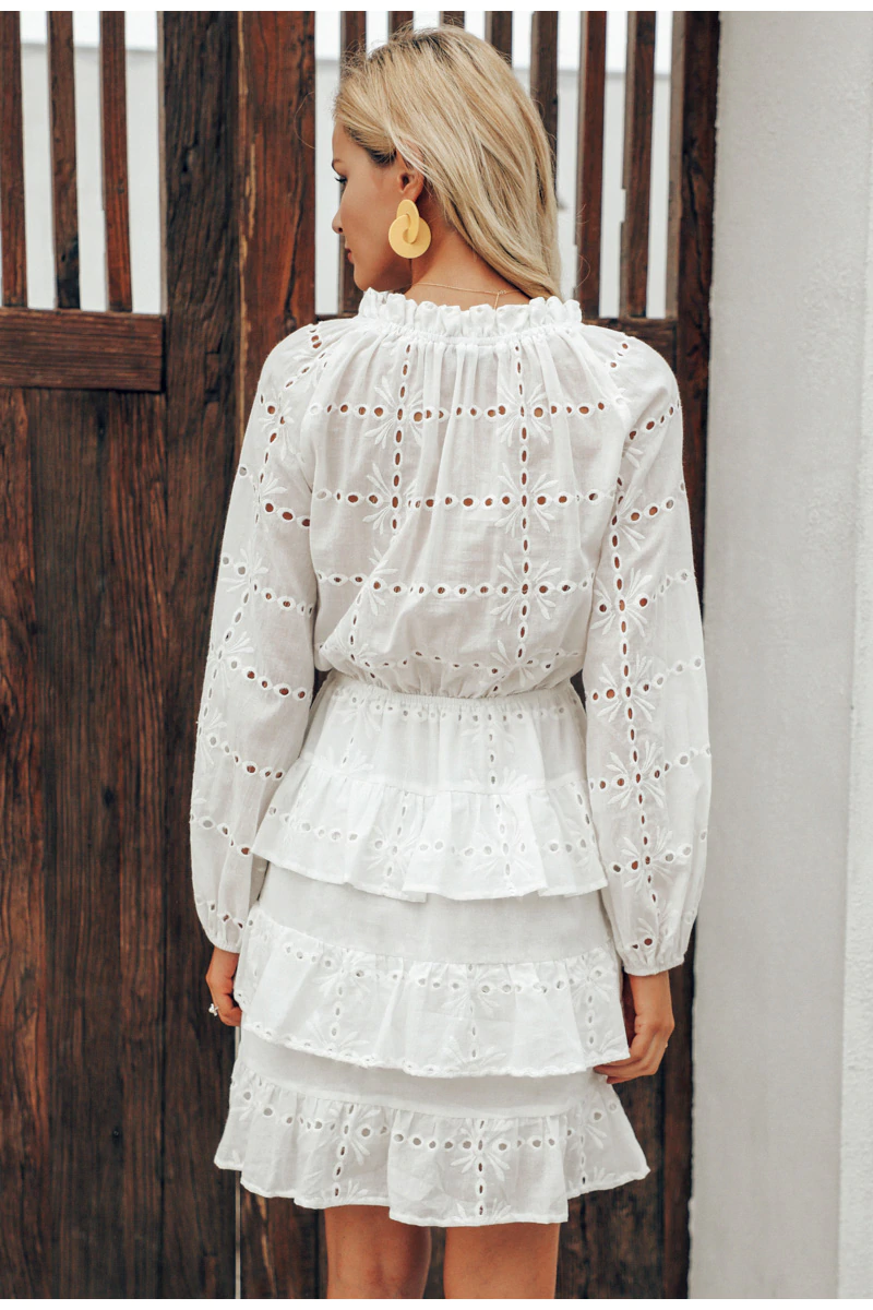 Long Sleeve White Lace Dress