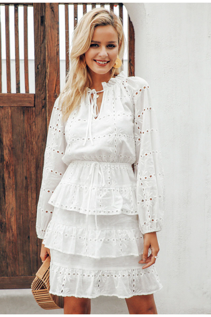 Long Sleeve White Lace Dress